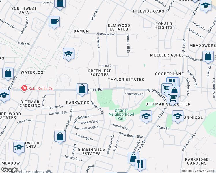 map of restaurants, bars, coffee shops, grocery stores, and more near 8006 Forest Wood Road in Austin