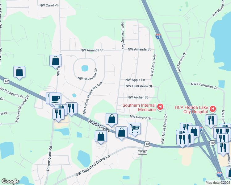 map of restaurants, bars, coffee shops, grocery stores, and more near 425 Northwest Lake City Avenue in Lake City