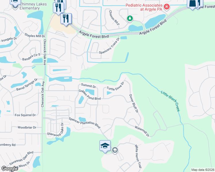 map of restaurants, bars, coffee shops, grocery stores, and more near 362 Turtle Dove Drive in Orange Park