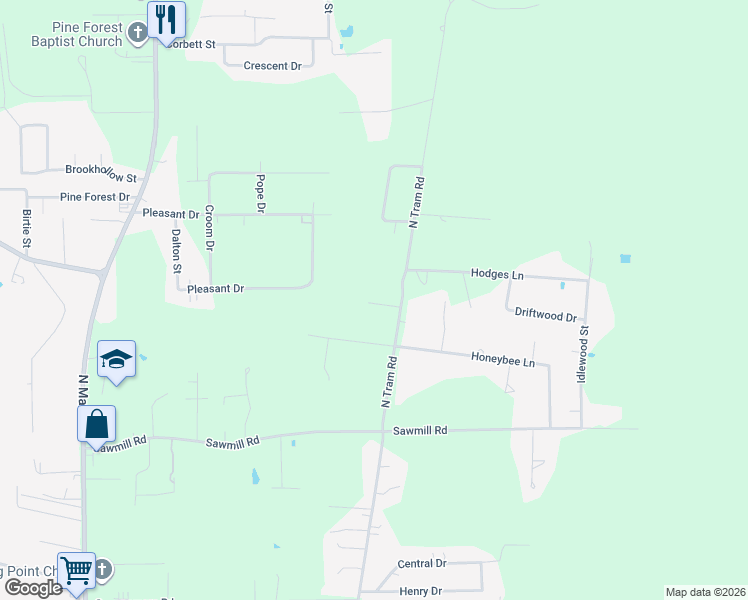 map of restaurants, bars, coffee shops, grocery stores, and more near 4405 North Tram Road in Vidor