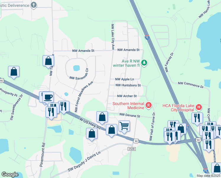 map of restaurants, bars, coffee shops, grocery stores, and more near 425 Northwest Lake City Avenue in Lake City