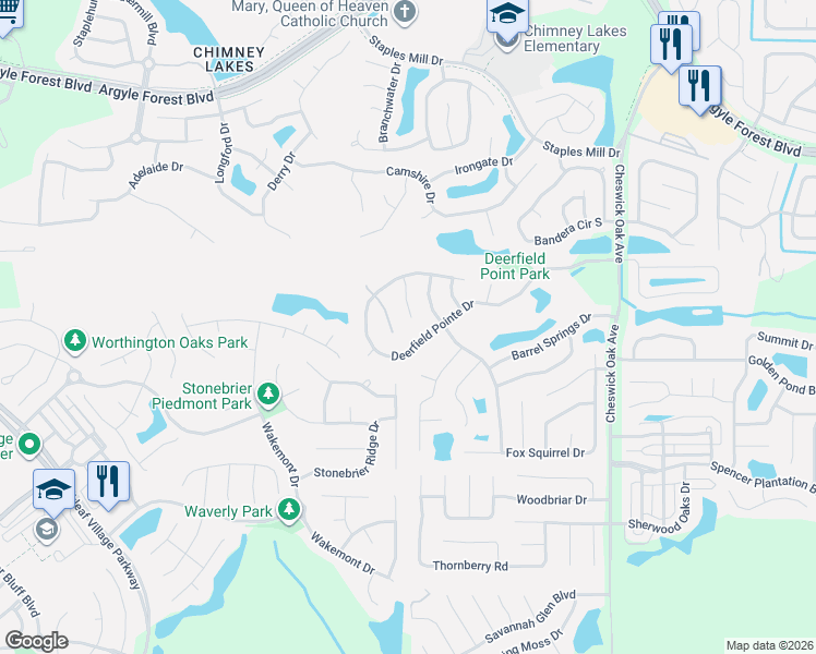 map of restaurants, bars, coffee shops, grocery stores, and more near 319 Springfield Court in Orange Park