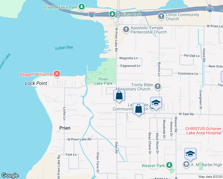 map of restaurants, bars, coffee shops, grocery stores, and more near 2807 S Locke Point Dr in Lake Charles