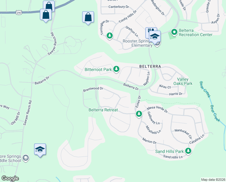 map of restaurants, bars, coffee shops, grocery stores, and more near 123 Tabago Court in Austin
