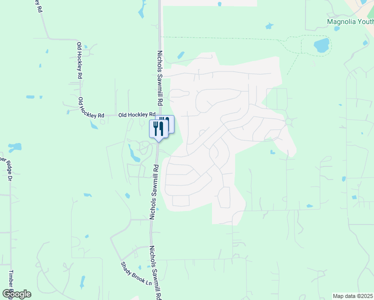 map of restaurants, bars, coffee shops, grocery stores, and more near 30422 Valley Oaks Drive in Magnolia