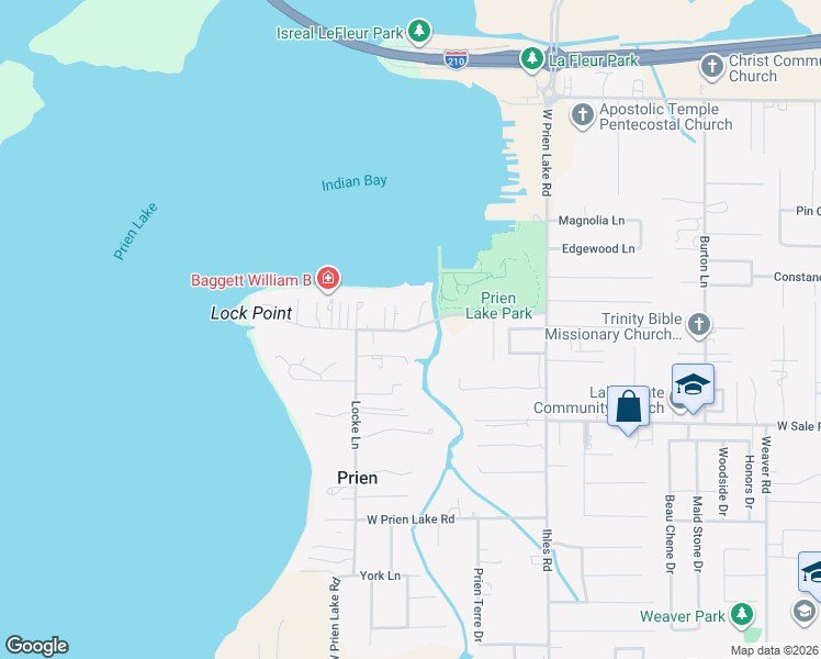 map of restaurants, bars, coffee shops, grocery stores, and more near 3024 Henderson Bayou Rd in Lake Charles