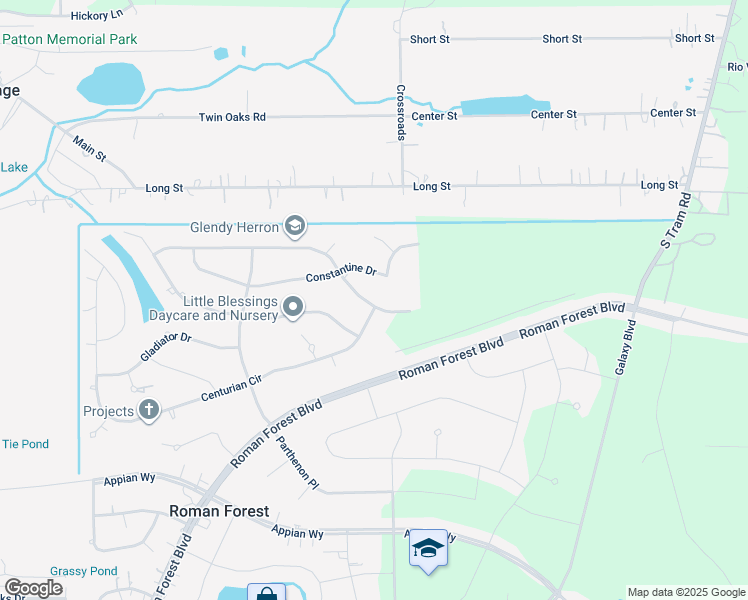 map of restaurants, bars, coffee shops, grocery stores, and more near 2730 Constantine Drive in Roman Forest