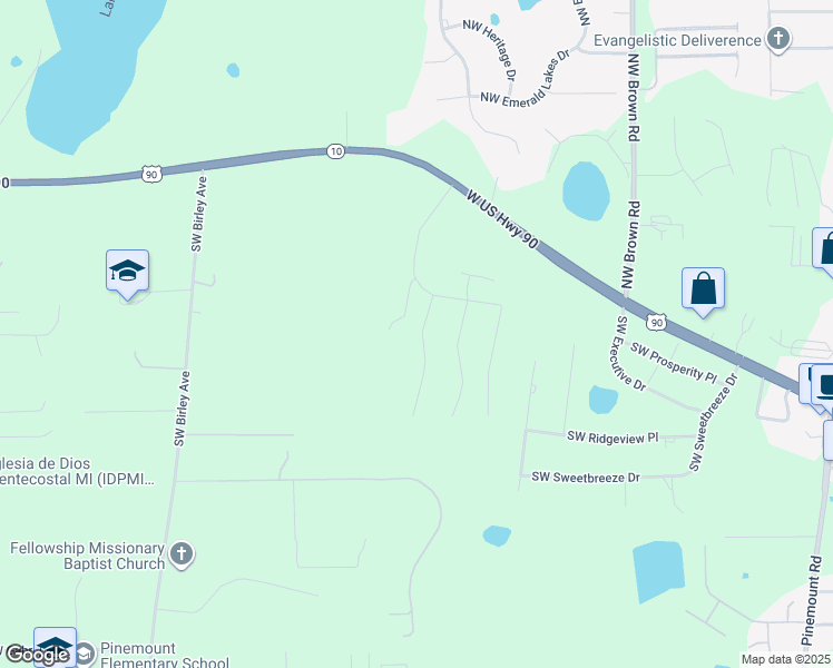 map of restaurants, bars, coffee shops, grocery stores, and more near 196 Southwest Timberland Court in Lake City