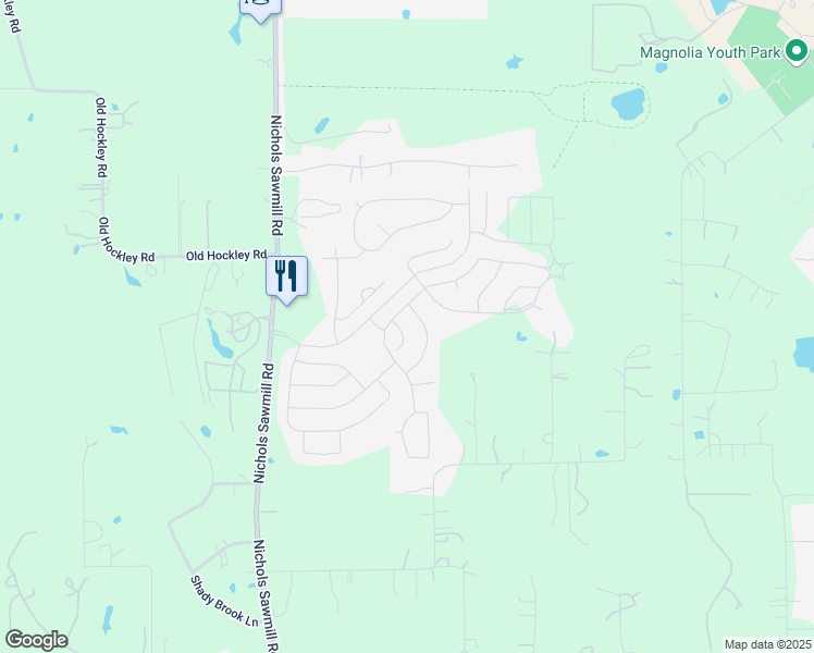 map of restaurants, bars, coffee shops, grocery stores, and more near 18640 Birch Orchard Ct in Magnolia