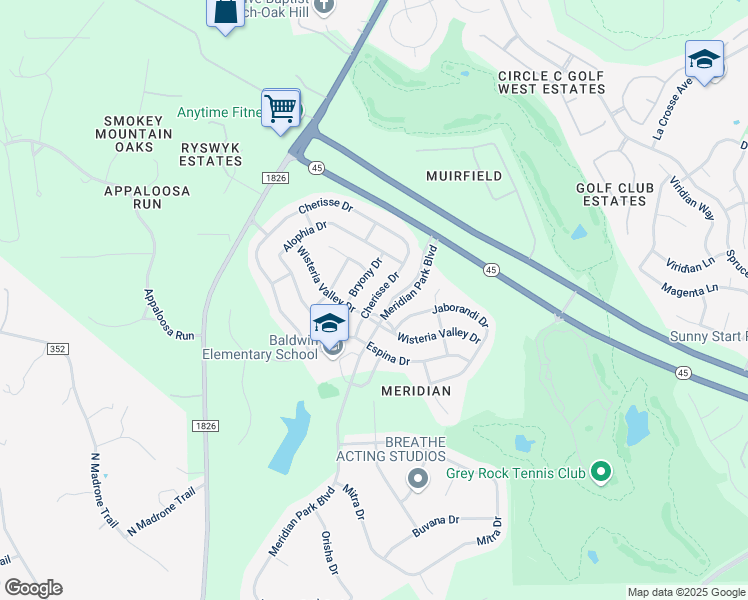 map of restaurants, bars, coffee shops, grocery stores, and more near 12012 Cherisse Drive in Austin