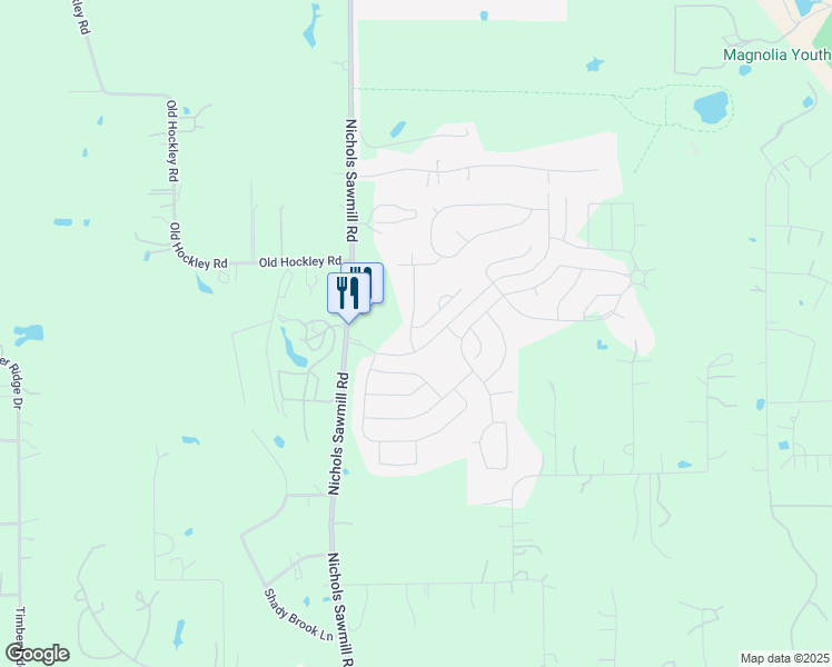 map of restaurants, bars, coffee shops, grocery stores, and more near 30422 Valley Oaks Drive in Magnolia