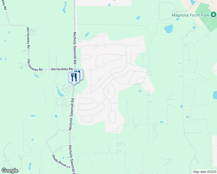 map of restaurants, bars, coffee shops, grocery stores, and more near 18640 Birch Orchard Ct in Magnolia