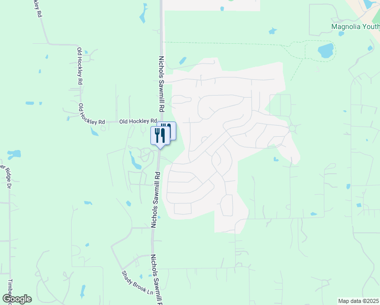 map of restaurants, bars, coffee shops, grocery stores, and more near 30410 Valley Oaks Drive in Magnolia