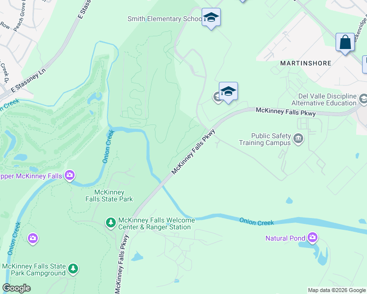 map of restaurants, bars, coffee shops, grocery stores, and more near 5254-5288 McKinney Falls Parkway in Austin