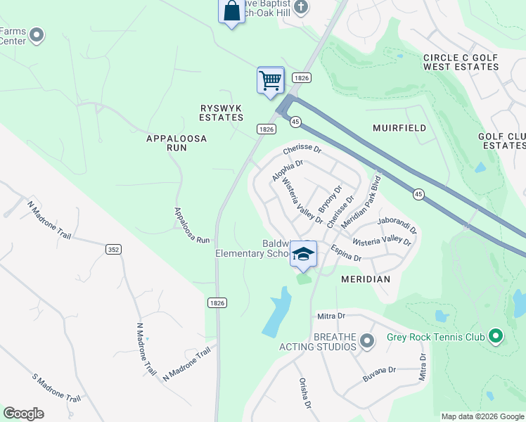 map of restaurants, bars, coffee shops, grocery stores, and more near 11201 Cherisse Drive in Austin