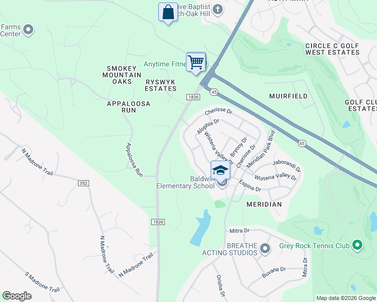 map of restaurants, bars, coffee shops, grocery stores, and more near 11201 Cherisse Drive in Austin