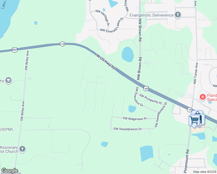 map of restaurants, bars, coffee shops, grocery stores, and more near 119 SW Woodleaf Ct in Lake City