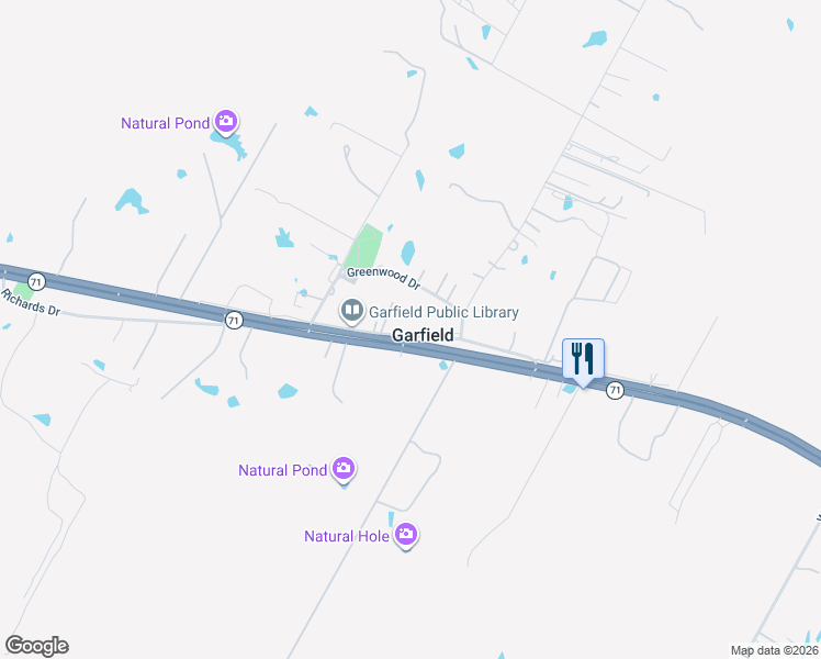 map of restaurants, bars, coffee shops, grocery stores, and more near in Garfield