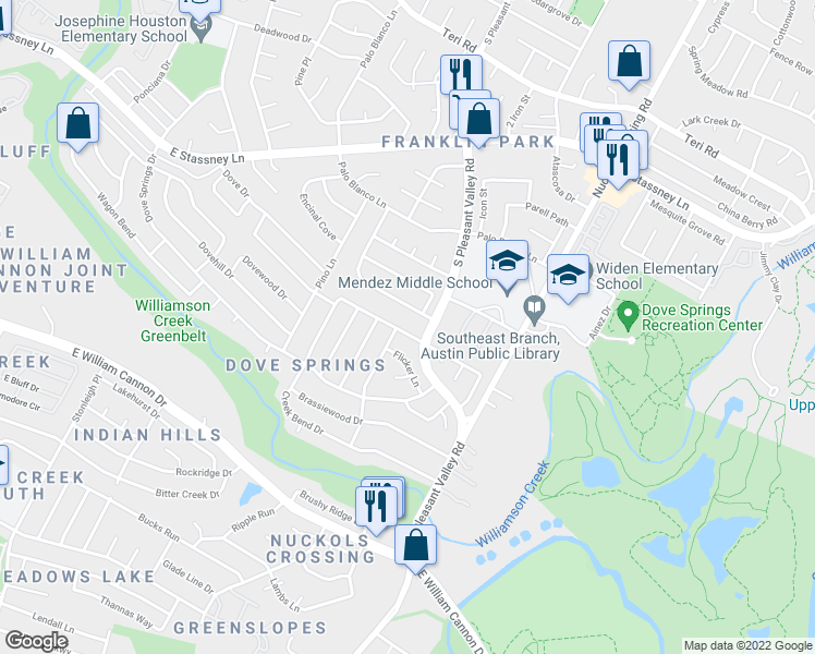 map of restaurants, bars, coffee shops, grocery stores, and more near 4802 Turnstone Drive in Austin