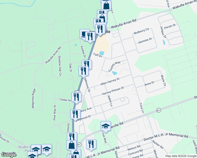 map of restaurants, bars, coffee shops, grocery stores, and more near 70 Commodore Place in Crawfordville