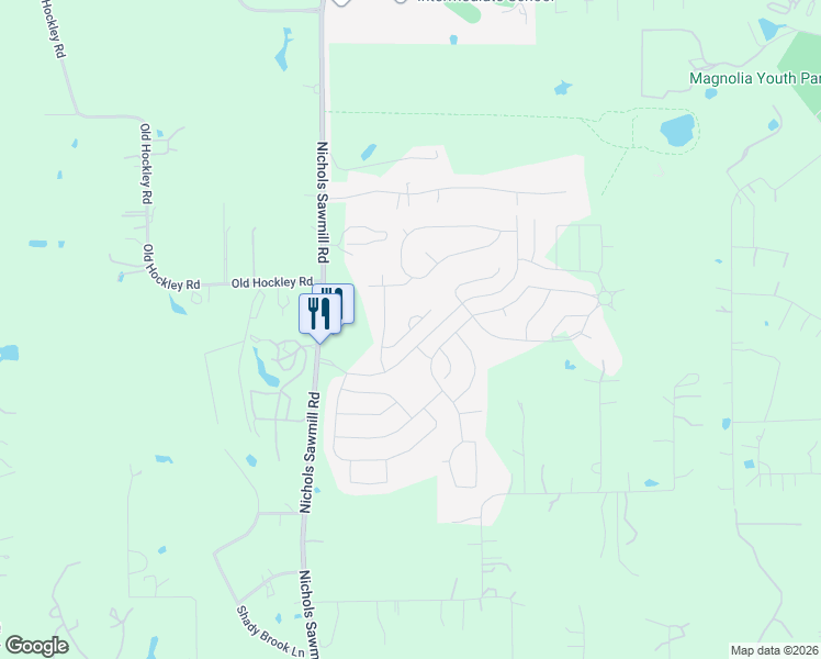 map of restaurants, bars, coffee shops, grocery stores, and more near 18801 Red Adler Court in Magnolia