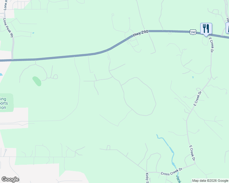 map of restaurants, bars, coffee shops, grocery stores, and more near 458 Drifting Wind Run in Dripping Springs
