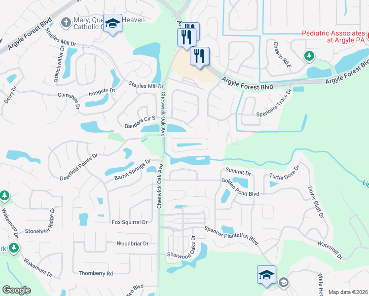 map of restaurants, bars, coffee shops, grocery stores, and more near 3046 Waters View Circle in Orange Park
