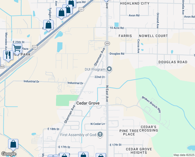 map of restaurants, bars, coffee shops, grocery stores, and more near 2618 East 22nd Court in Panama City