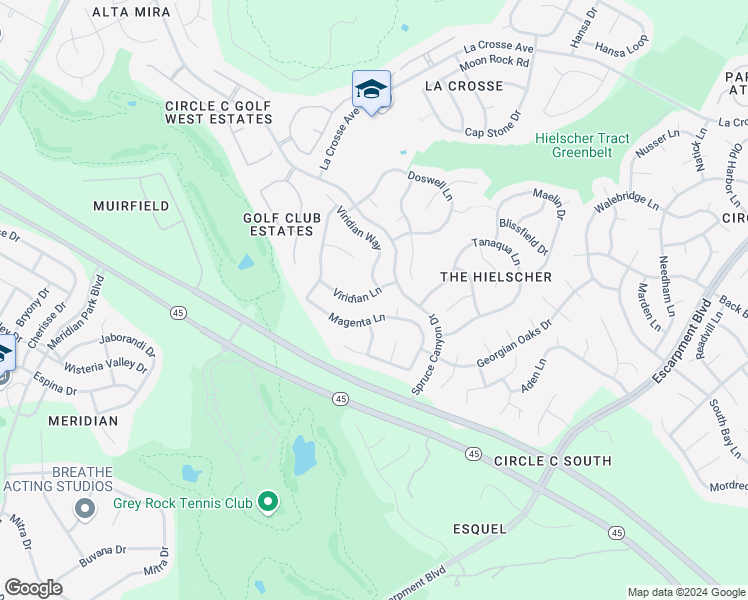 map of restaurants, bars, coffee shops, grocery stores, and more near 7017 Viridian Lane in Austin