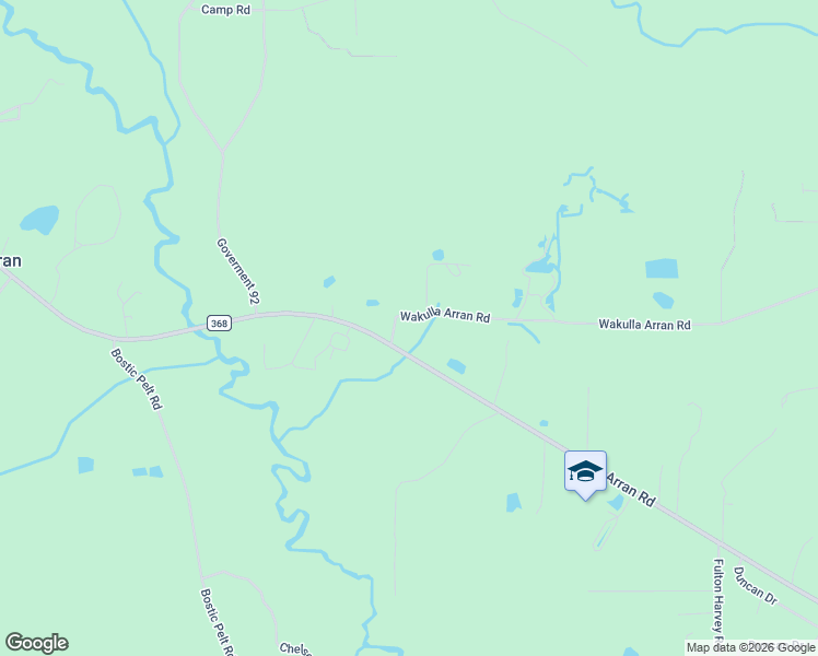 map of restaurants, bars, coffee shops, grocery stores, and more near 570 Arran Road in Crawfordville