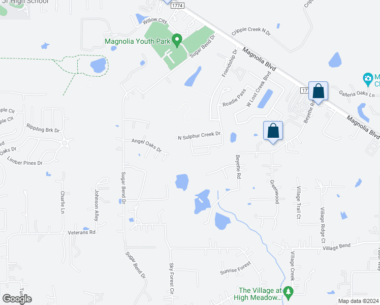 map of restaurants, bars, coffee shops, grocery stores, and more near 38011 West Sulphur Creek Drive in Magnolia