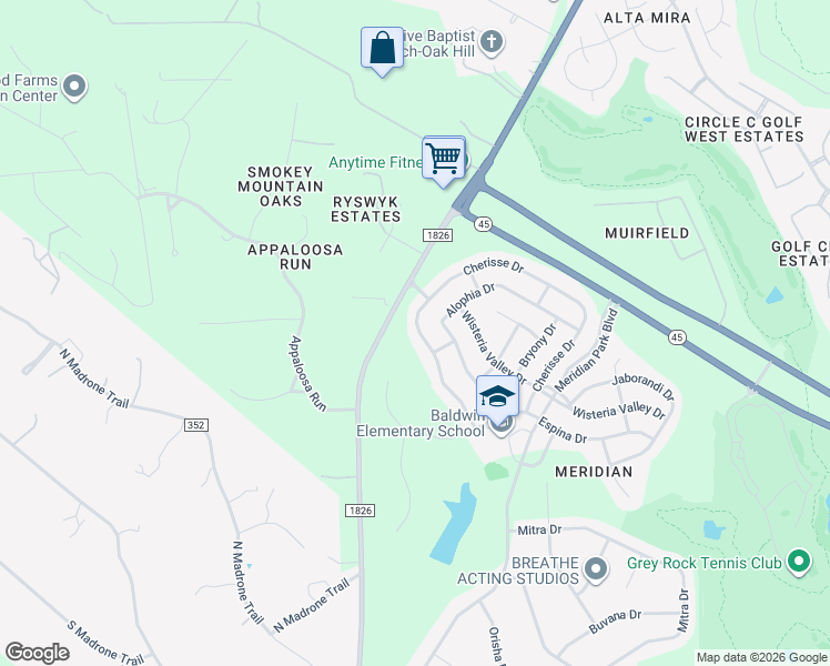 map of restaurants, bars, coffee shops, grocery stores, and more near 11201 Cherisse Drive in Austin