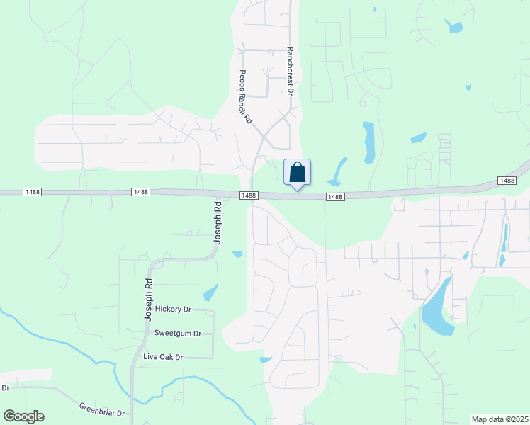 map of restaurants, bars, coffee shops, grocery stores, and more near 23004 Mark Twain Drive in Magnolia