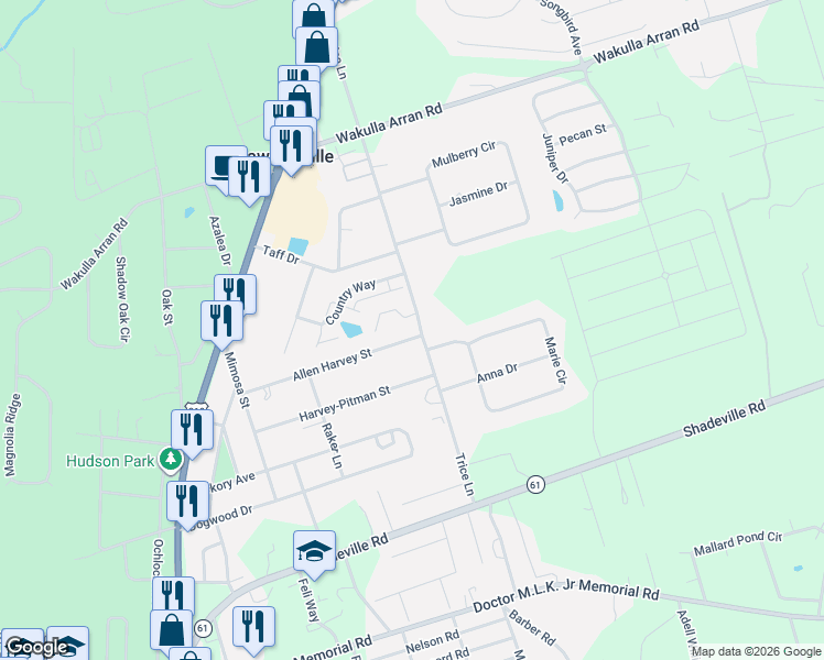 map of restaurants, bars, coffee shops, grocery stores, and more near 3 Guinevere Lane in Crawfordville
