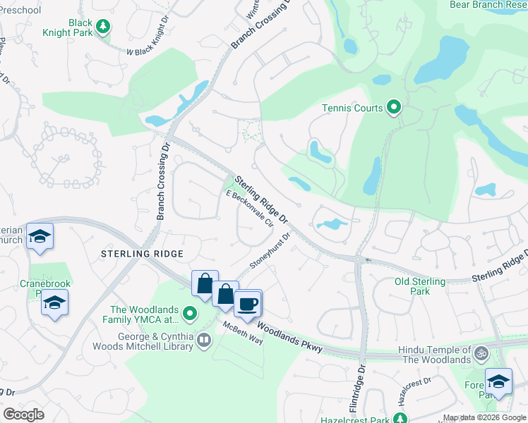 map of restaurants, bars, coffee shops, grocery stores, and more near 15 Philbrook Way in Spring