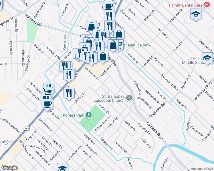 map of restaurants, bars, coffee shops, grocery stores, and more near 491 Mount Vernon Drive in Lafayette