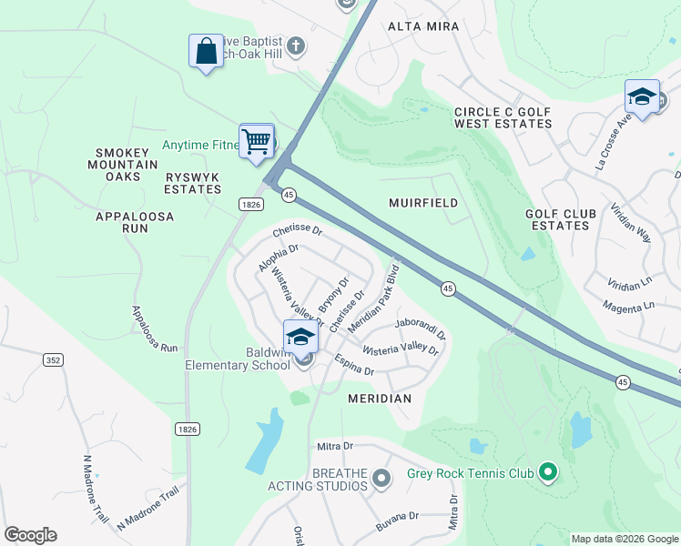 map of restaurants, bars, coffee shops, grocery stores, and more near 7904 Alophia Drive in Austin