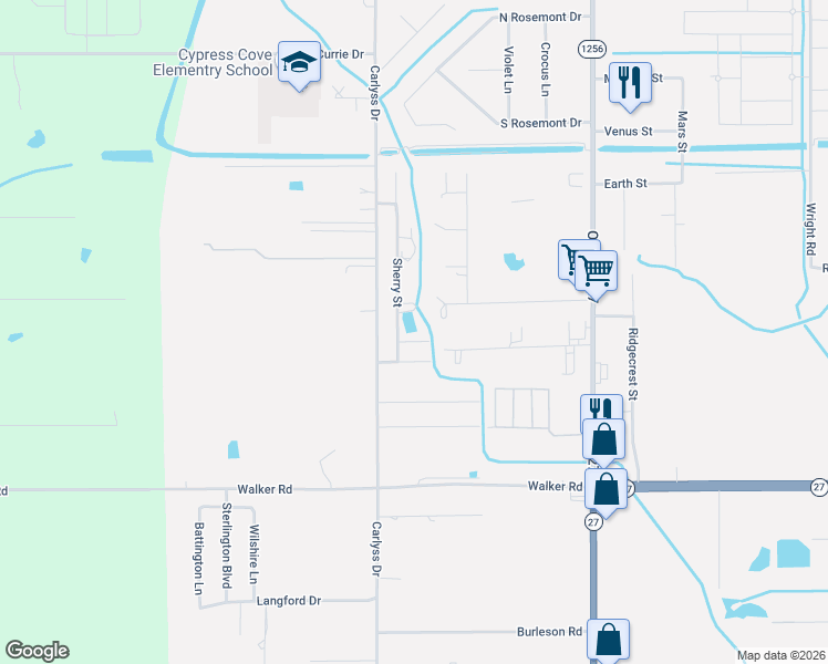 map of restaurants, bars, coffee shops, grocery stores, and more near 400 Ramoin St in Sulphur