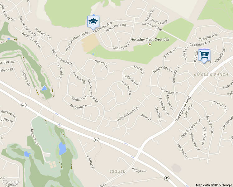 map of restaurants, bars, coffee shops, grocery stores, and more near 11317 Larue Belle Lane in Austin