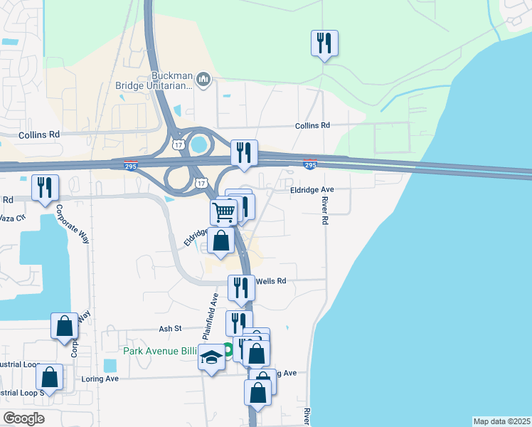 map of restaurants, bars, coffee shops, grocery stores, and more near 29 Old Orange Park Road in Orange Park