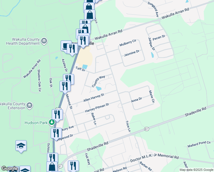 map of restaurants, bars, coffee shops, grocery stores, and more near 27 Guinevere Lane in Crawfordville