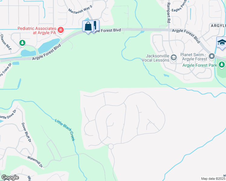 map of restaurants, bars, coffee shops, grocery stores, and more near 526 Oakmont Drive in Orange Park