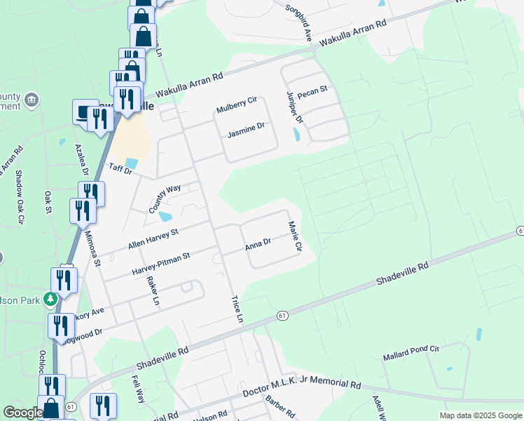 map of restaurants, bars, coffee shops, grocery stores, and more near 181 Marie Circle in Crawfordville