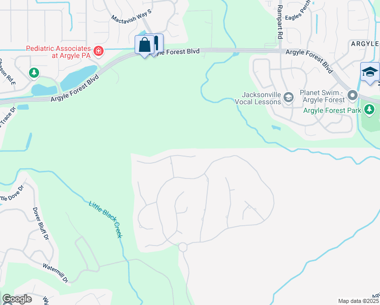map of restaurants, bars, coffee shops, grocery stores, and more near 526 Oakmont Drive in Orange Park