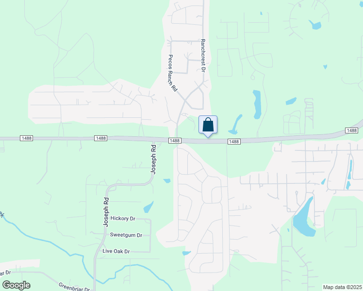 map of restaurants, bars, coffee shops, grocery stores, and more near 23004 Mark Twain Drive in Magnolia