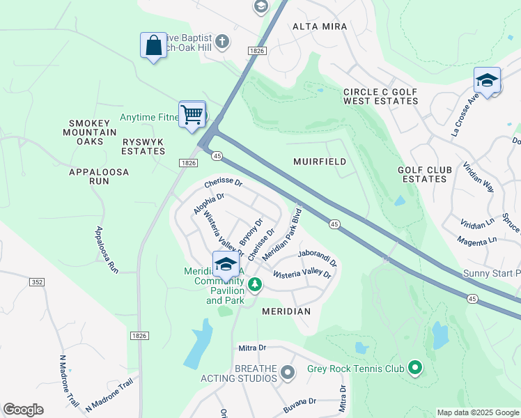 map of restaurants, bars, coffee shops, grocery stores, and more near 7904 Alophia Drive in Austin