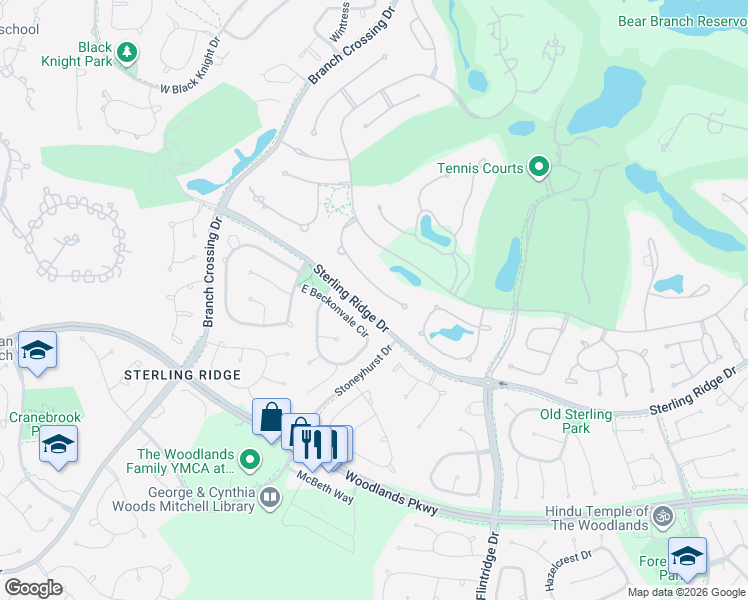 map of restaurants, bars, coffee shops, grocery stores, and more near 15 Philbrook Way in Spring
