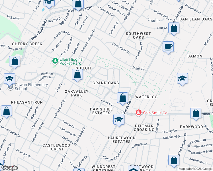 map of restaurants, bars, coffee shops, grocery stores, and more near 2401 Keepsake Drive in Austin