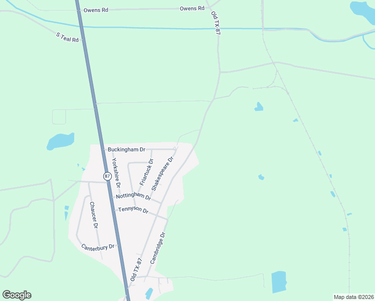 map of restaurants, bars, coffee shops, grocery stores, and more near 5425 Old Texas 87 in Orange