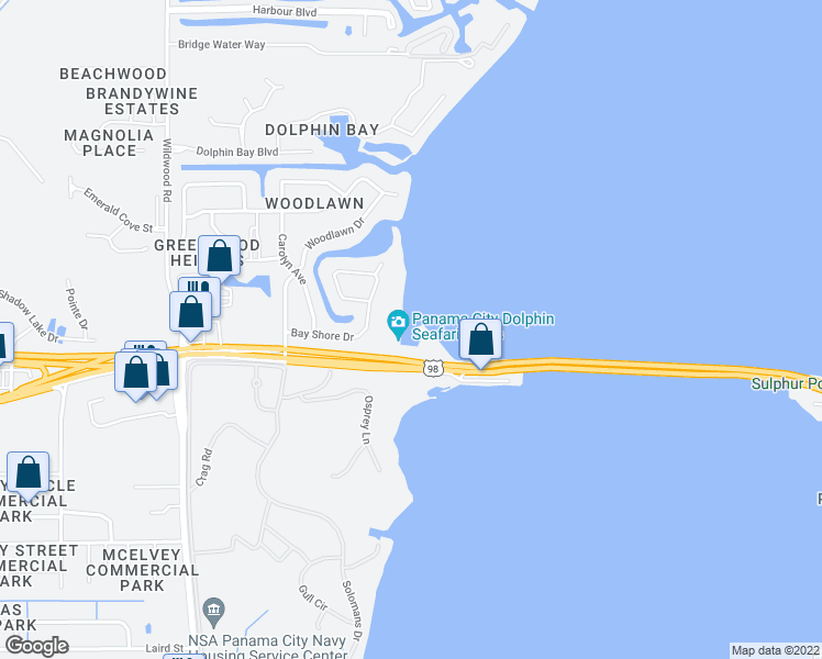 map of restaurants, bars, coffee shops, grocery stores, and more near 6426 U.S. 98 in Panama City Beach